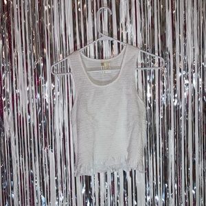 white ruffle crop tank
